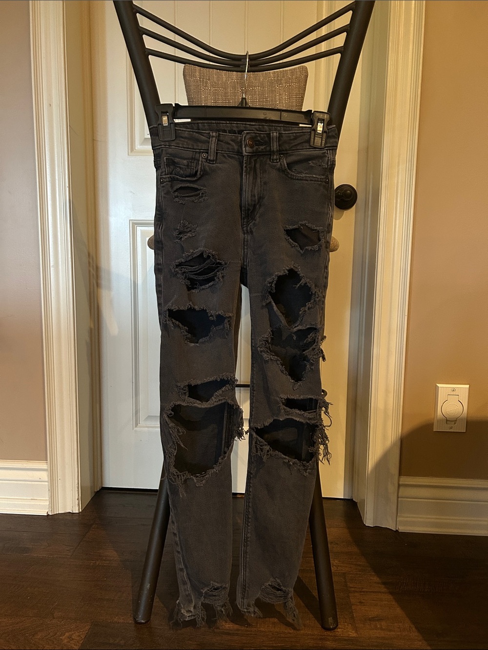 Black Distressed Ripped Jeans